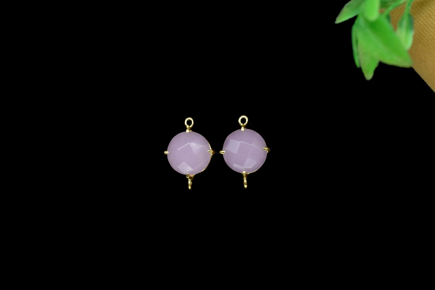 Rose Quartz Round Connector,double bail connector,Rose Quartz jewelry,Handmade Gemstone Bezel,Pink Quartz Prong Bezel Connector Jewelry,Gift