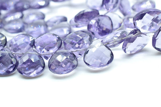Amethyst Heart shape 10mm Briolettes,Amethyst drilled Briolette,February Birthstone briolettes,Purple Amethyst Quartz briolettes,Amethyst