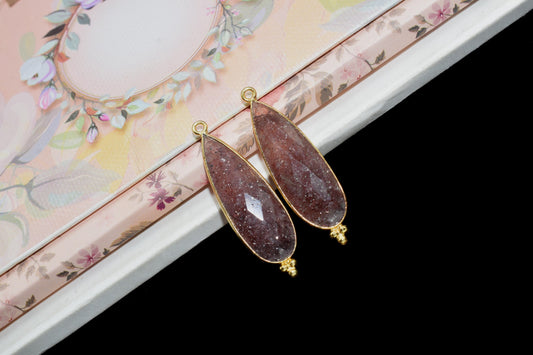 Pink Strawberry 10x30mm Bezel charm,Strawberry Pendant,Bezel Link Supplies,Pink Strawberry Jewelry,Connector Pendant,Gemstone Teardrop,Gift