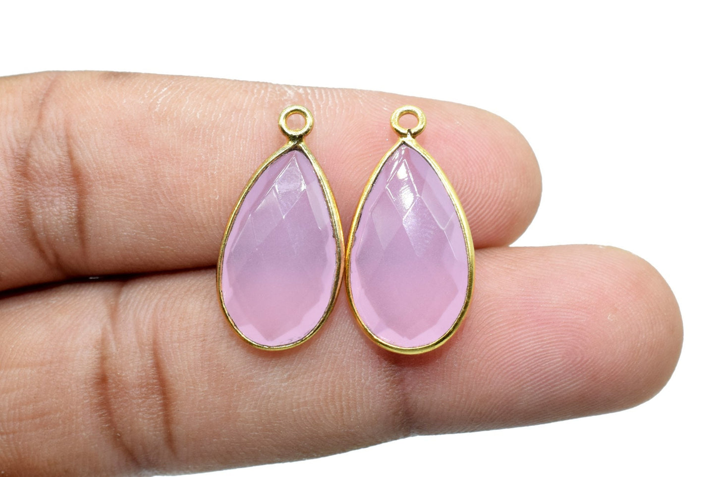 Rose Quartz 10x18mm Pear shape charm,Checker Board cut Rose Quartz Pendant,Rose Quartz charms,Pink Chalcedony Pear Briolettes,Rose Quartz