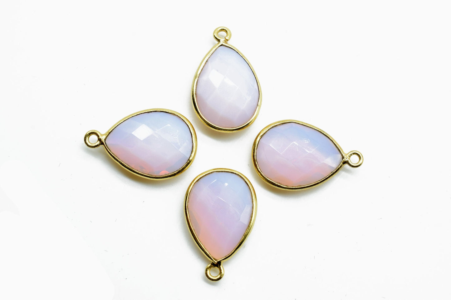 Pink Opal 12x16mm Bezel charm,Pink Opal Teardrop pendant,Pink opal Gold Plated bezel,Hot Selling Pink Opal Single Bail Connector,  Pendant