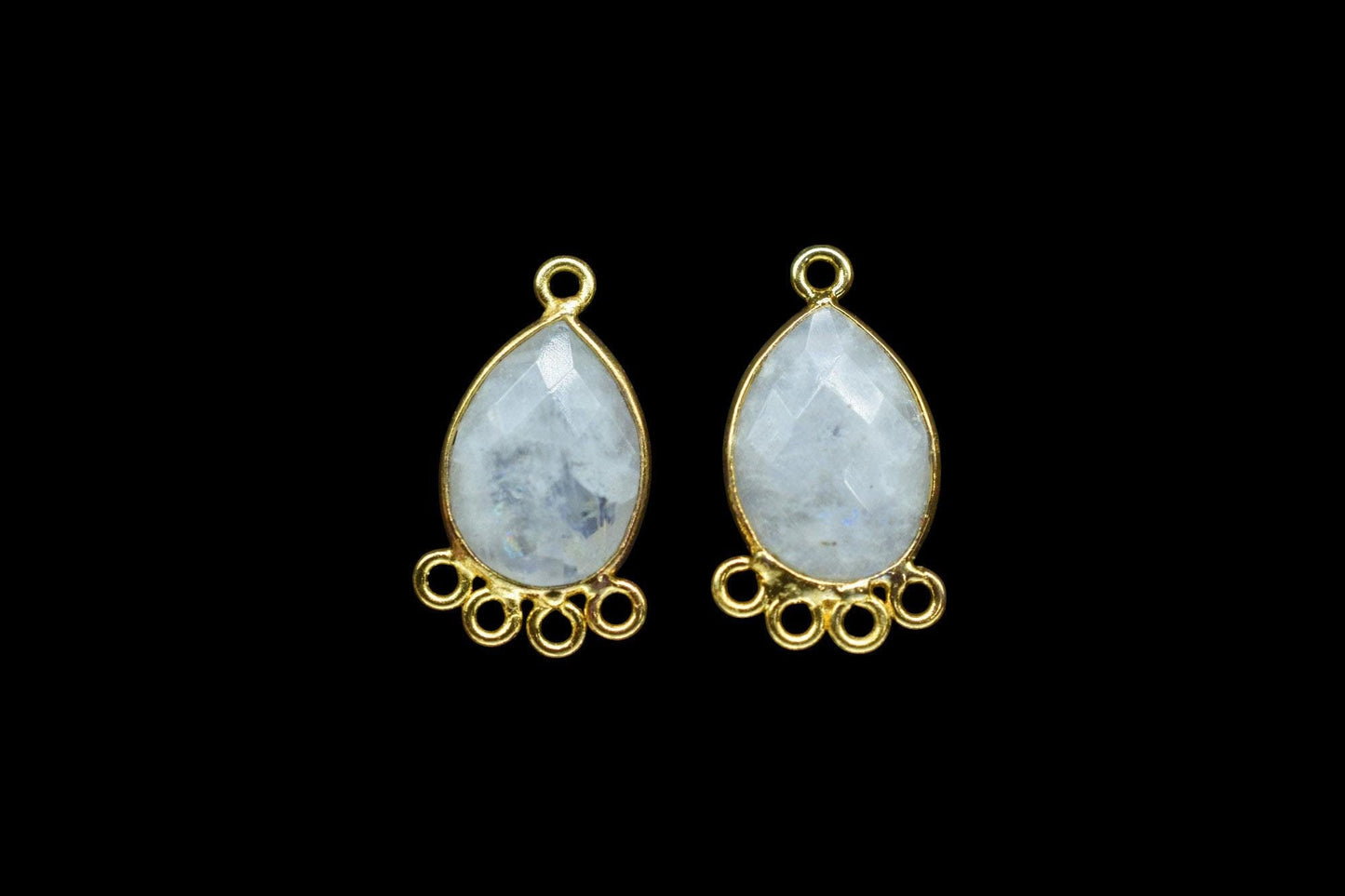 Moonstone 10x14mm Teardrop Bezel Charm/Charms Connector/Handmade Jewellery Connectors/Gemstone Brass Component/Women Jewelry/B'day Gift