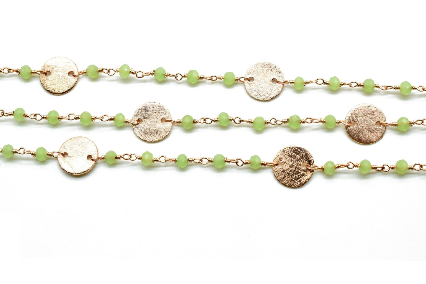 Prehnite 3mm Beaded Chain,Natural Green Prehnite Rondelle Faceted Beaded Rosary Chain,Gold Plated Wire,Jewelry Making,circle charms chain,