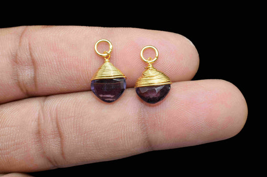Amethyst Wire Wrapped Connectors, Purple Gemstone Pendant, Loop Connector, Wire Wrapped Necklace, 8mm Square Shape Pendant, Amethyst jewelry