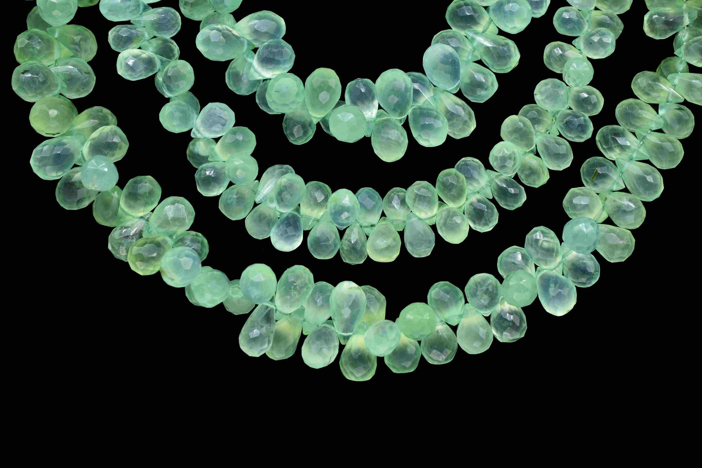 Natural Prehnite Gemstone Teardrop Faceted Beads, 8 Inch Strand 5.5x8mm To 6.5x11mm Approx Gemstone Beads, Prehnite Briolettes Side Cut Bead