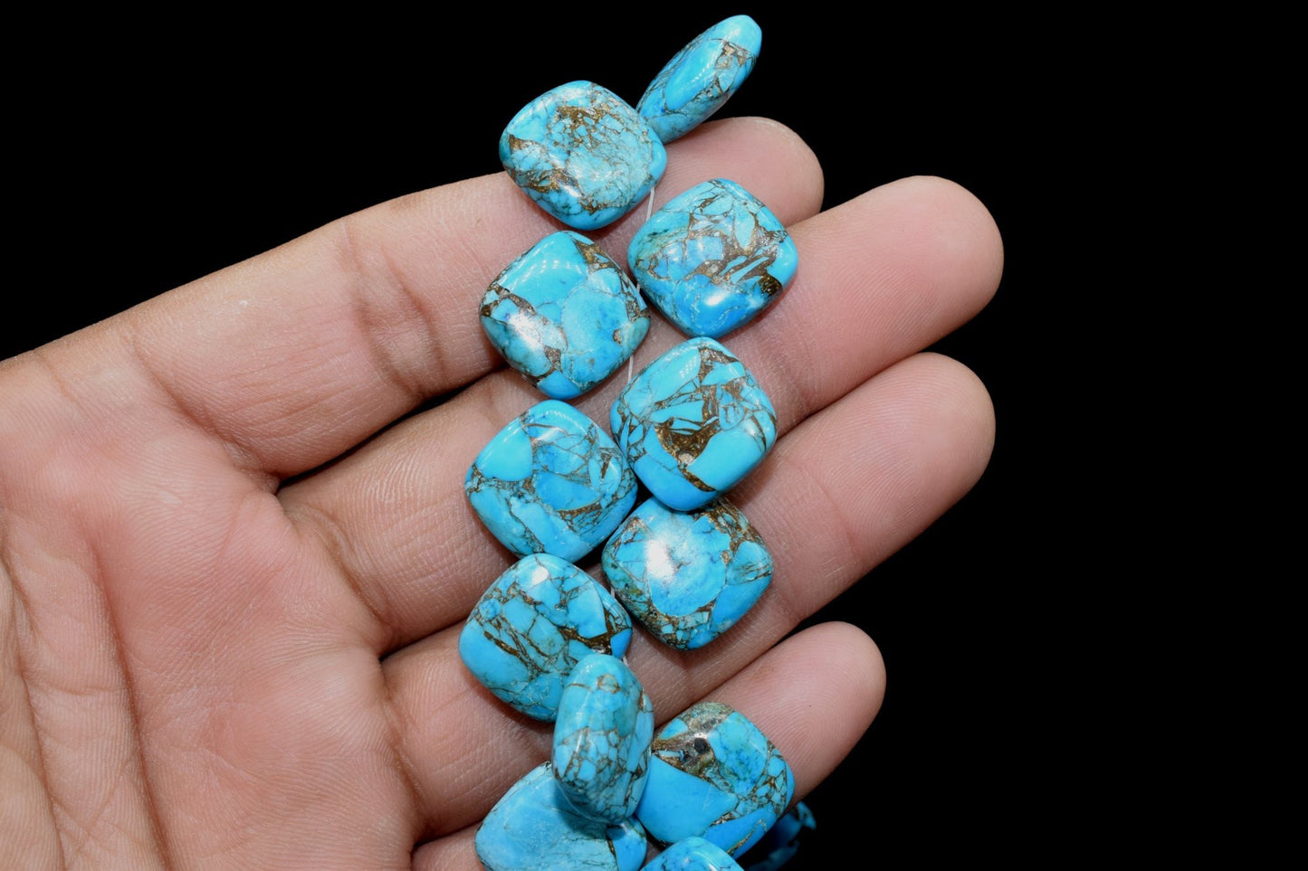 Copper Turquoise 14mm Smooth cushion beads,Calibrated Gemstones Briolette,cushion Shape Briolettes,Superb Item at Low Price,Turquoise Beads