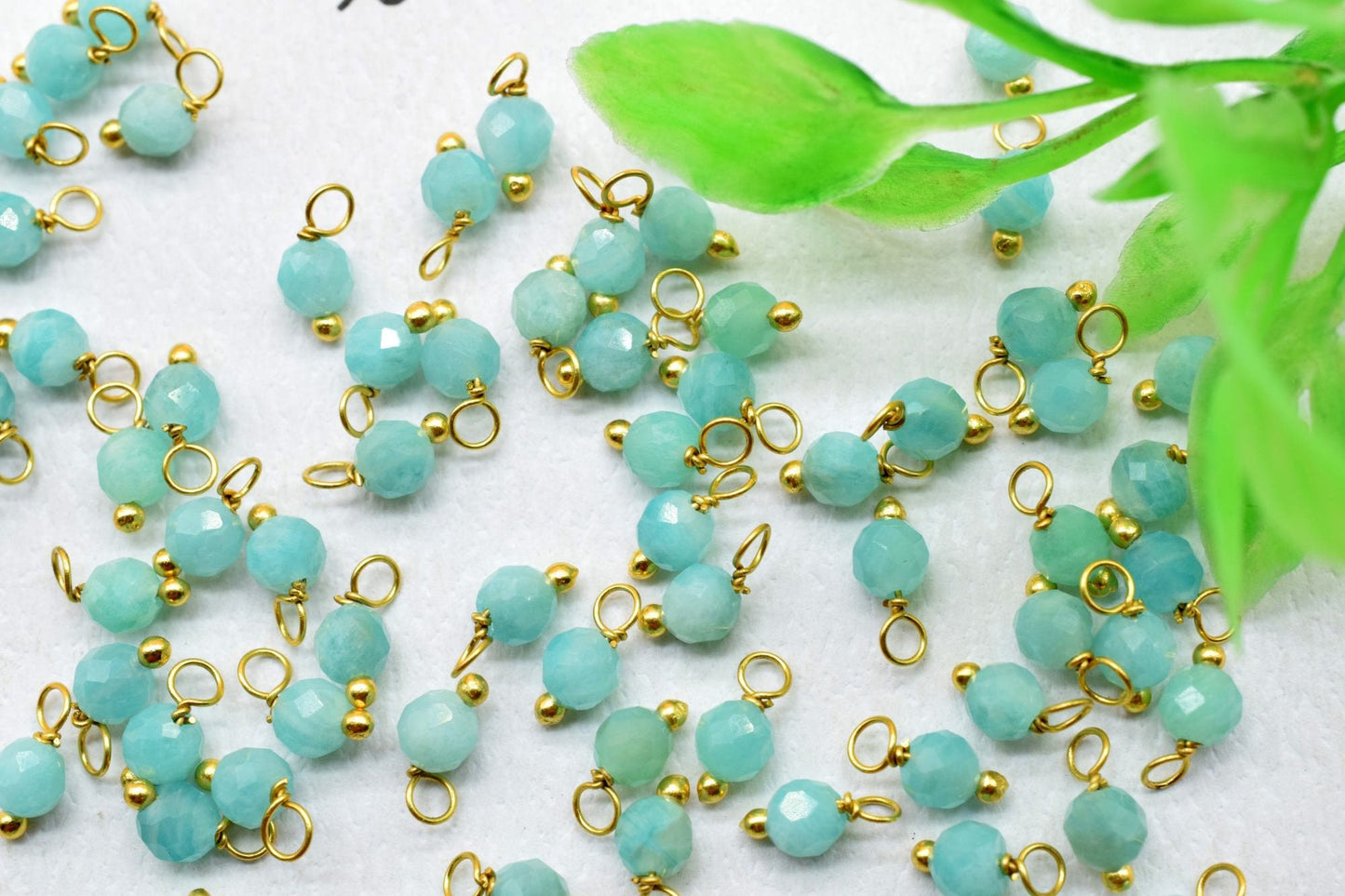 Amazonite Single wire wrapped Beads,Necklace Components,Amazonite Faceted Beads,Amazonite Dangle Beads,Jewelry Making Supplies,Earring Beads