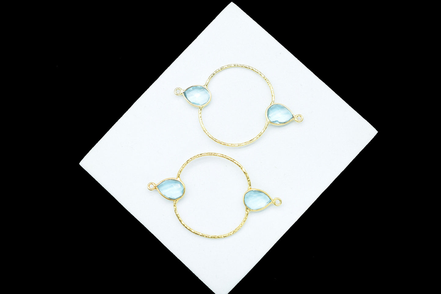 Sky Topaz Double Bail Bezel Connector,Topaz jewellery,Pear Shape Gold Plated Bezel Connector,Gemstone Jewelry,unique Bezel,Gemstone Earrings