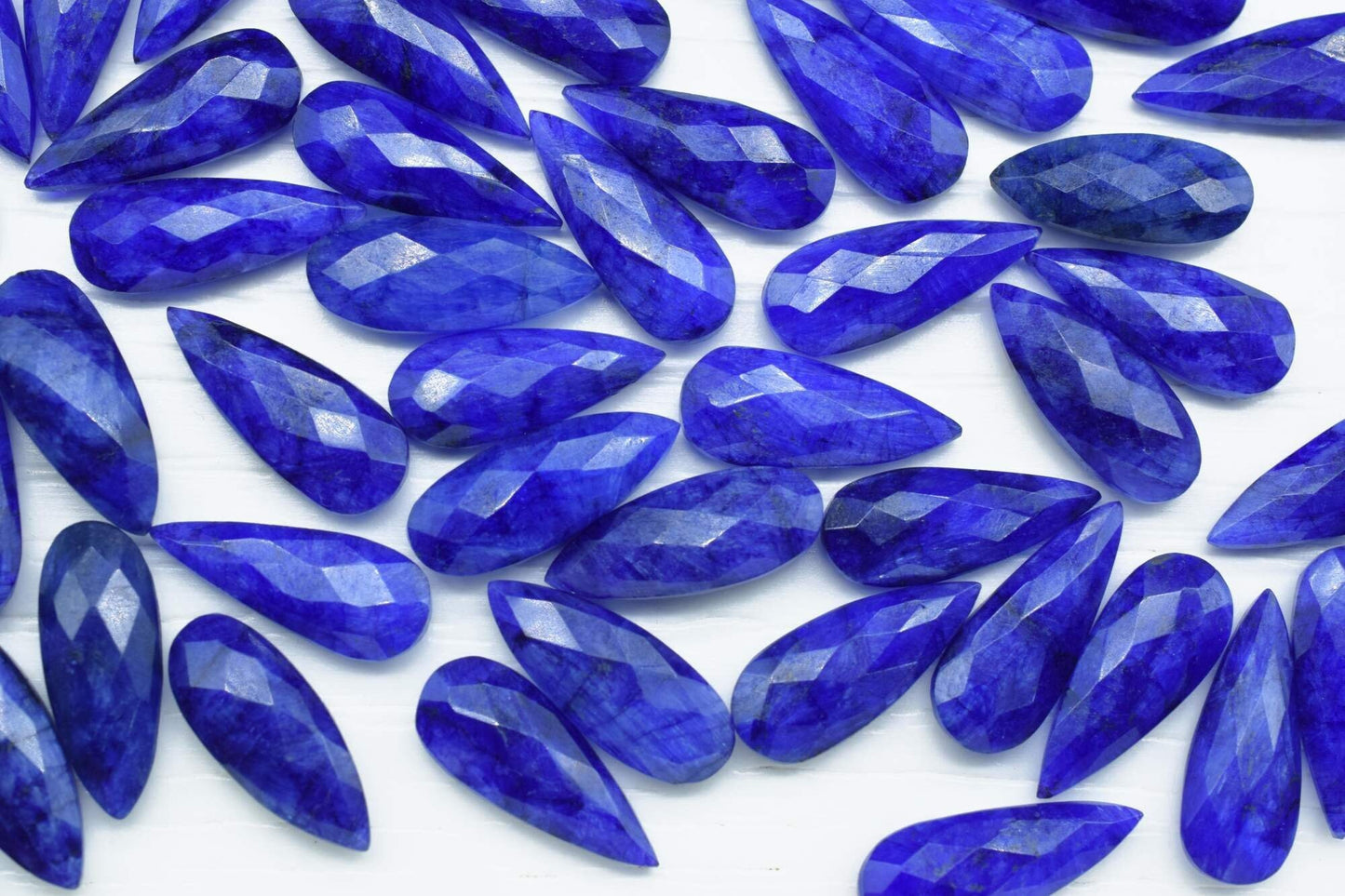 Natural Blue Sapphire 8x20mm Faceted Pear Shape Briolettes,Teardrop Faceted Beads,Blue Sapphire Briolettes,AAA Quality,Sapphire Jewelry Bead