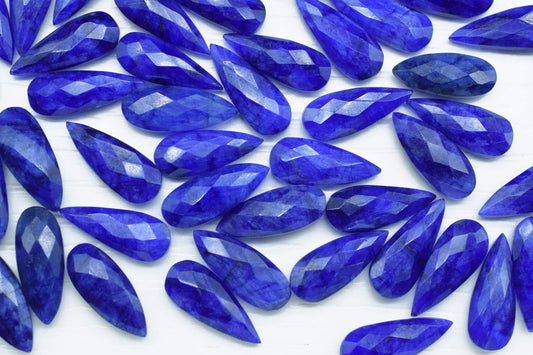 Natural Blue Sapphire 8x20mm Faceted Pear Shape Briolettes,Teardrop Faceted Beads,Blue Sapphire Briolettes,AAA Quality,Sapphire Jewelry Bead