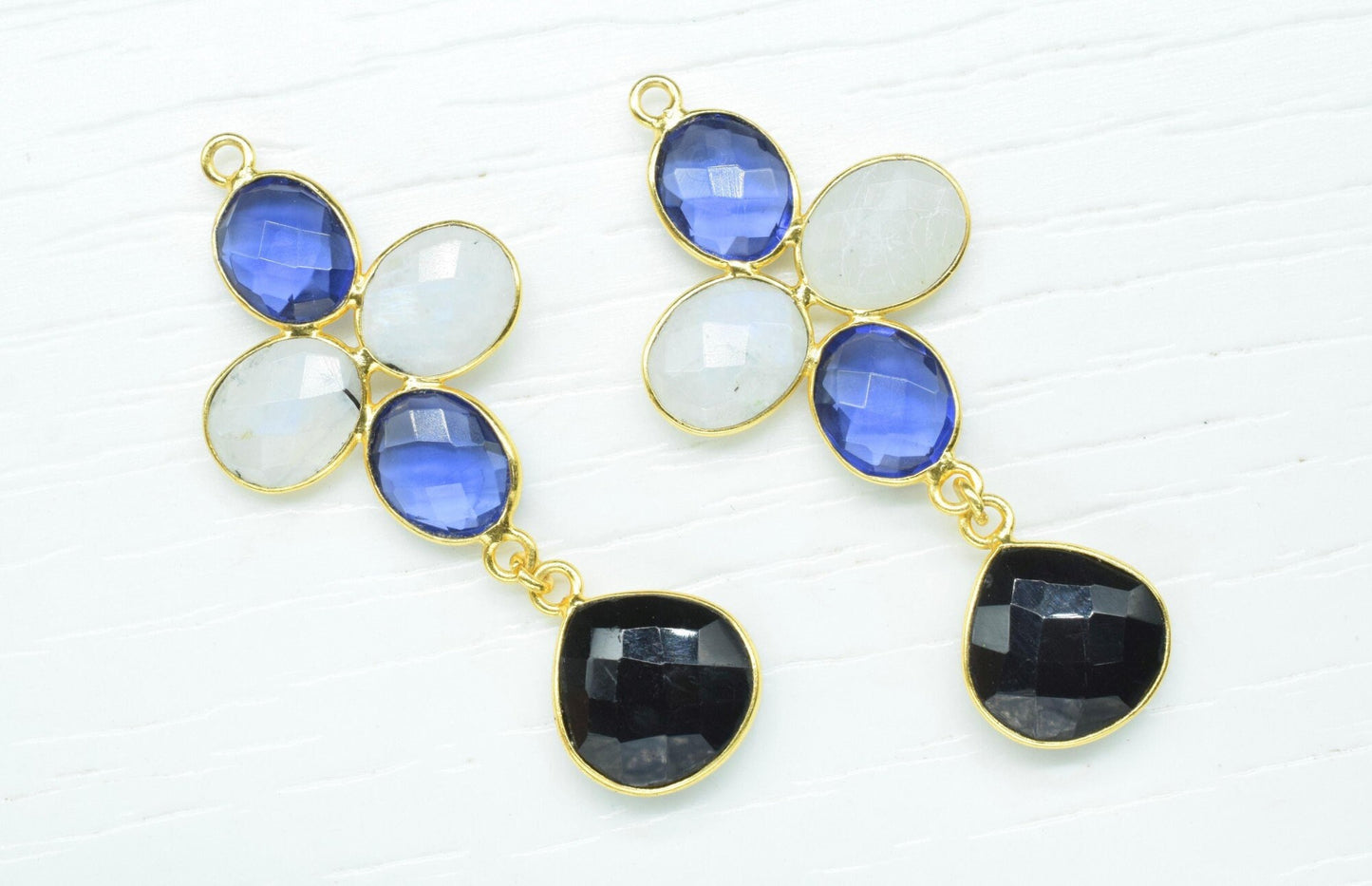 Rainbow Bezels Pendant Charms,Station Link Connector,Necklace Connector Jewelry,Gemstone Earring Connector,Handmade Component Jewelry,Gift