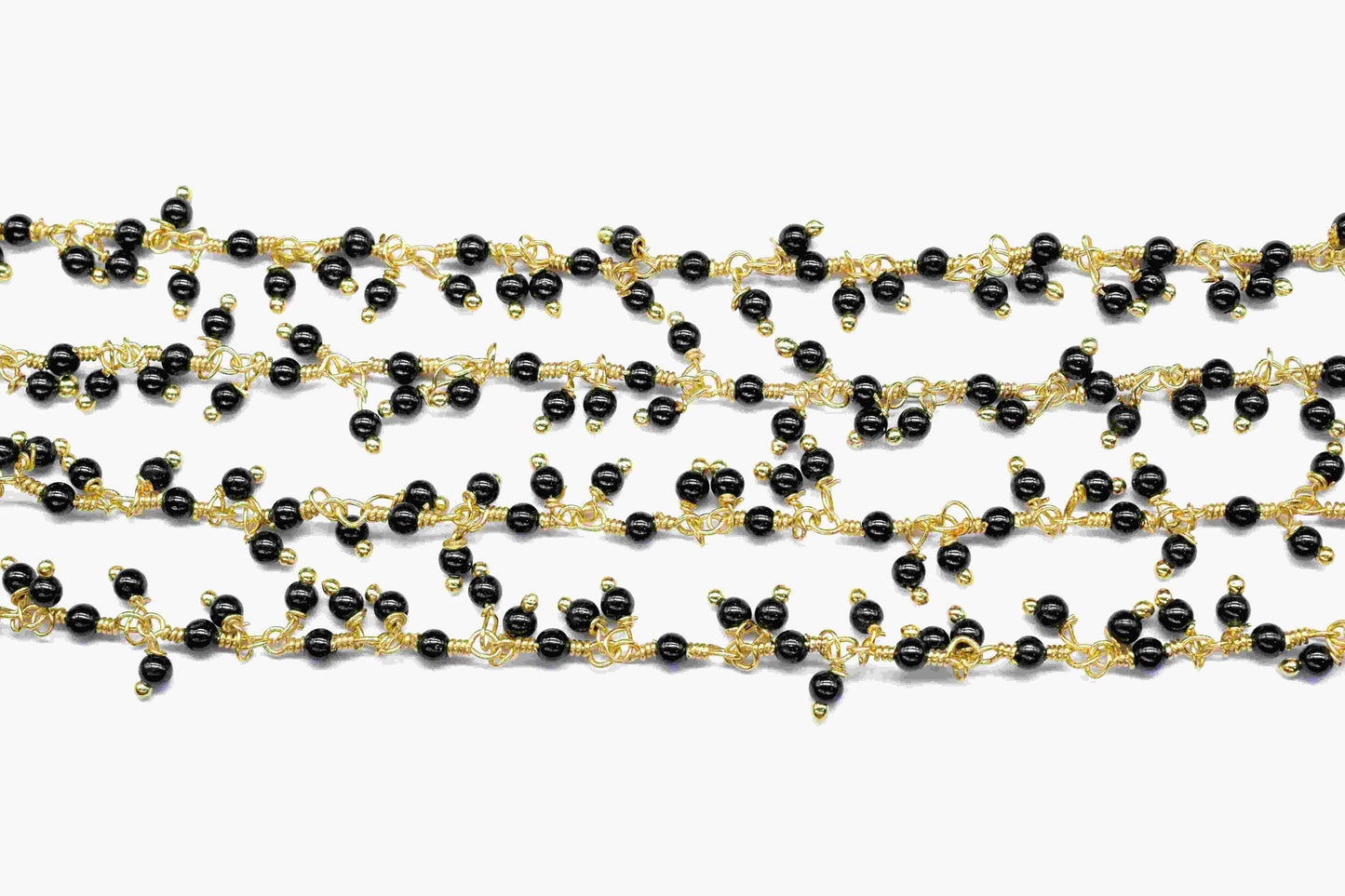 Black Onyx Cluster Rosary Chain, Handmade Jewelry Making Wire Wrapped Beaded Chain By Foot For Necklace, Exceptional Spinel Cluster Rosary