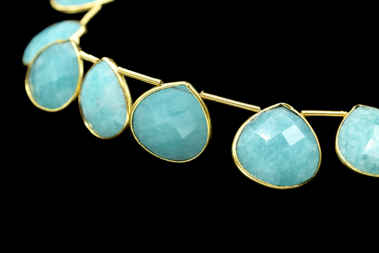 Natural Amazonite 14mm Heart shape 11 Pieces strand,Natural Gemstone Bezel Charms Links Connector Pendant,Single Bail Connectors jewelry