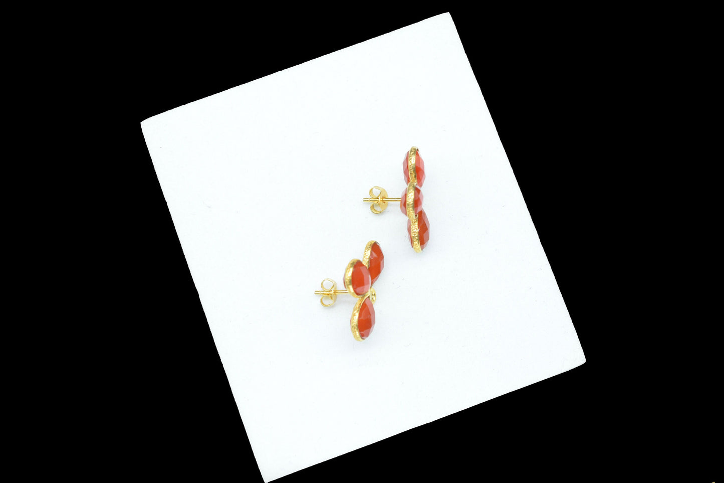Carnelian Gemstone Earring Connector/Gold Plated Jewelry/Carnelian Handmade Jewelry/Bezel Component/Jewelry making Stone/Pear Shape/Gift