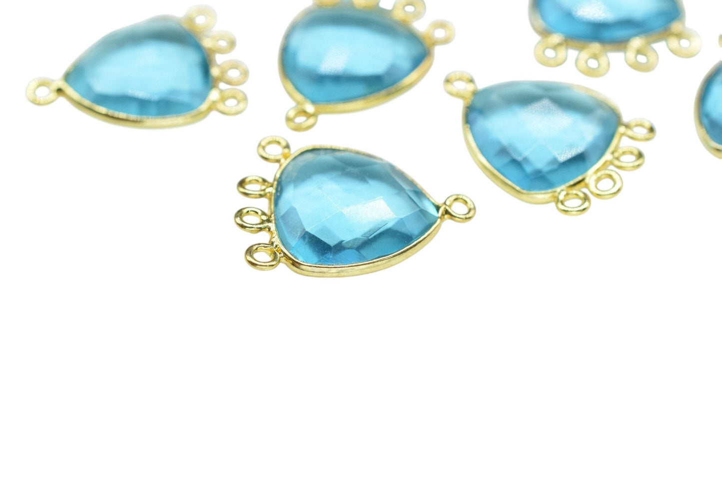 Sky Topaz 15mm Triangle Bezel Connector/Gold Plated Jewelry/Women Jewelry/Connector Jewelry/Handmade Connector/Connector Jewelry/B'day Gift