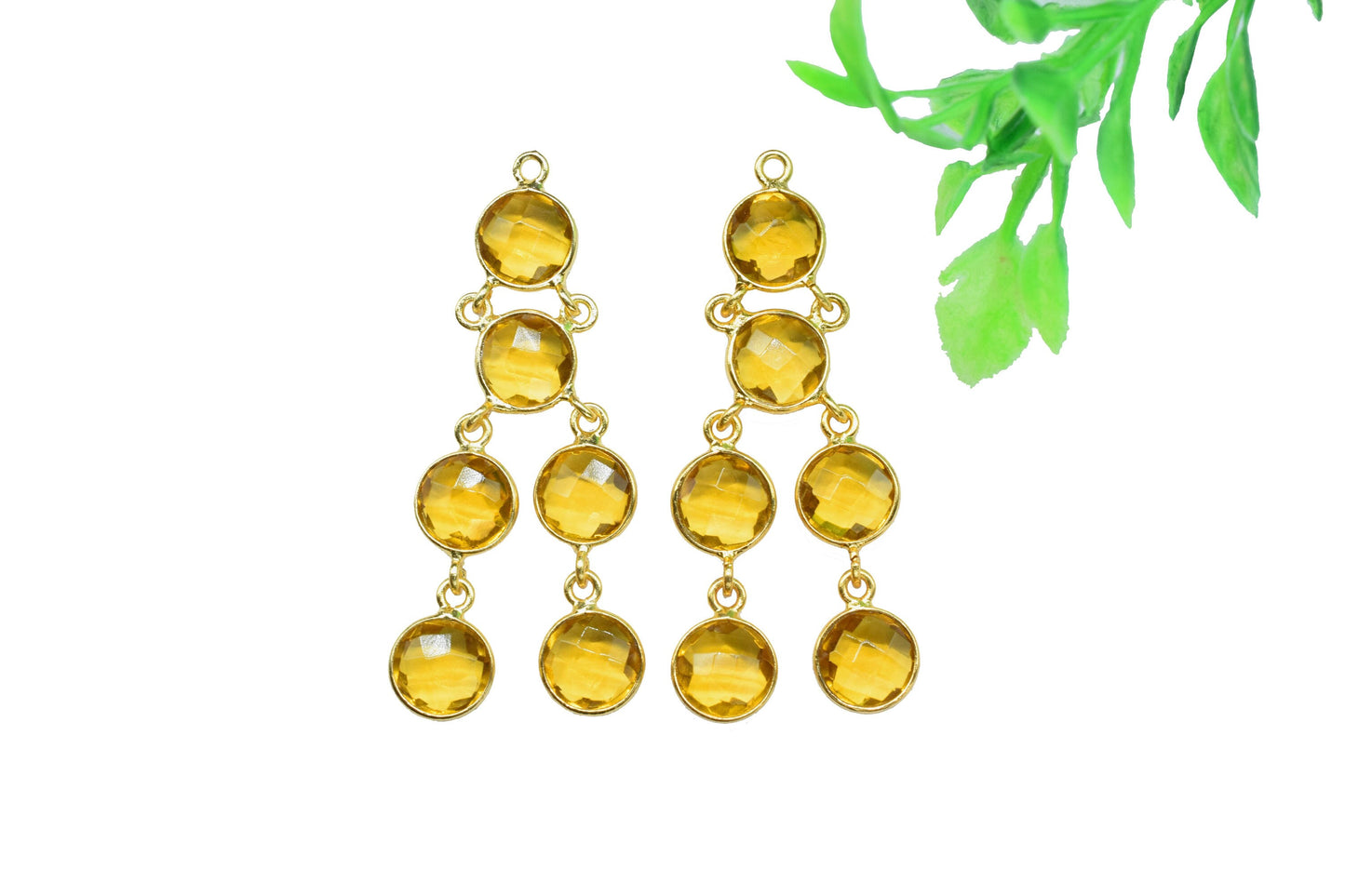 Gemstone Chandelier Earrings,Craft Supplies,Dangle Beads Earring,Handmade Jewelry,Round Bezel Earring,Components Earring,Station Link,Gift