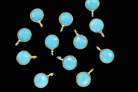 Turquoise 6mm Round Earring Connector,Gemstone Connector Stud,Craft Supplies,Jewelry Finding,Jewelry Making Connector,Turquoise Stud Earring