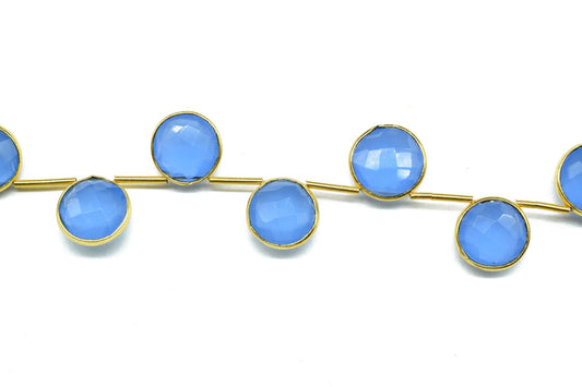 11 Pieces Blue Chalcedony 10mm Faceted Round Shape charms strand,Blue Faceted Gemstone JewelryMaking Component,charm,Brass charms,jewelry