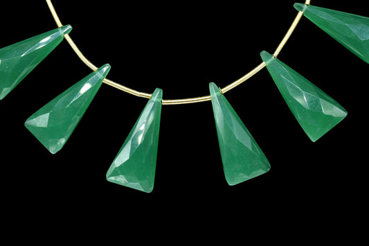 Green Onyx Triangle Shape Briolettes, Green Quartz Faceted Briolette, AAA Quality Beads,Loose Gemstone Briolette,Green Onyx Jewelry Supplies