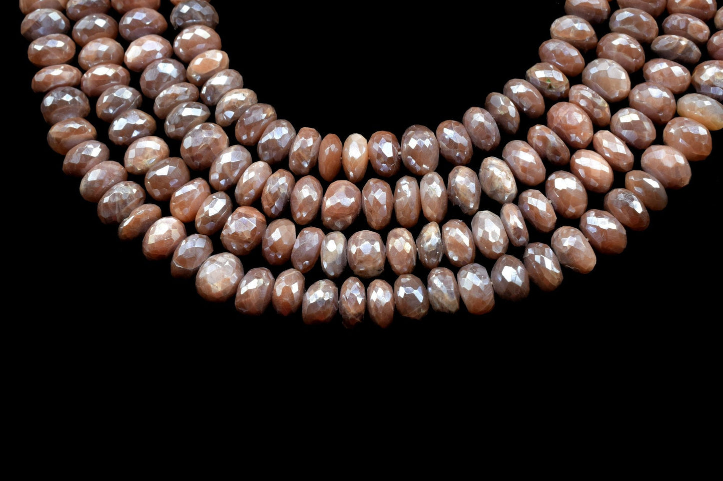 Genuine Natural Chocolate Moonstone Faceted Rondelle Shape Beads,8.5mm To 9mm Size Moonstone Faceted Beads, Grade AAA Rondelle Faceted Beads