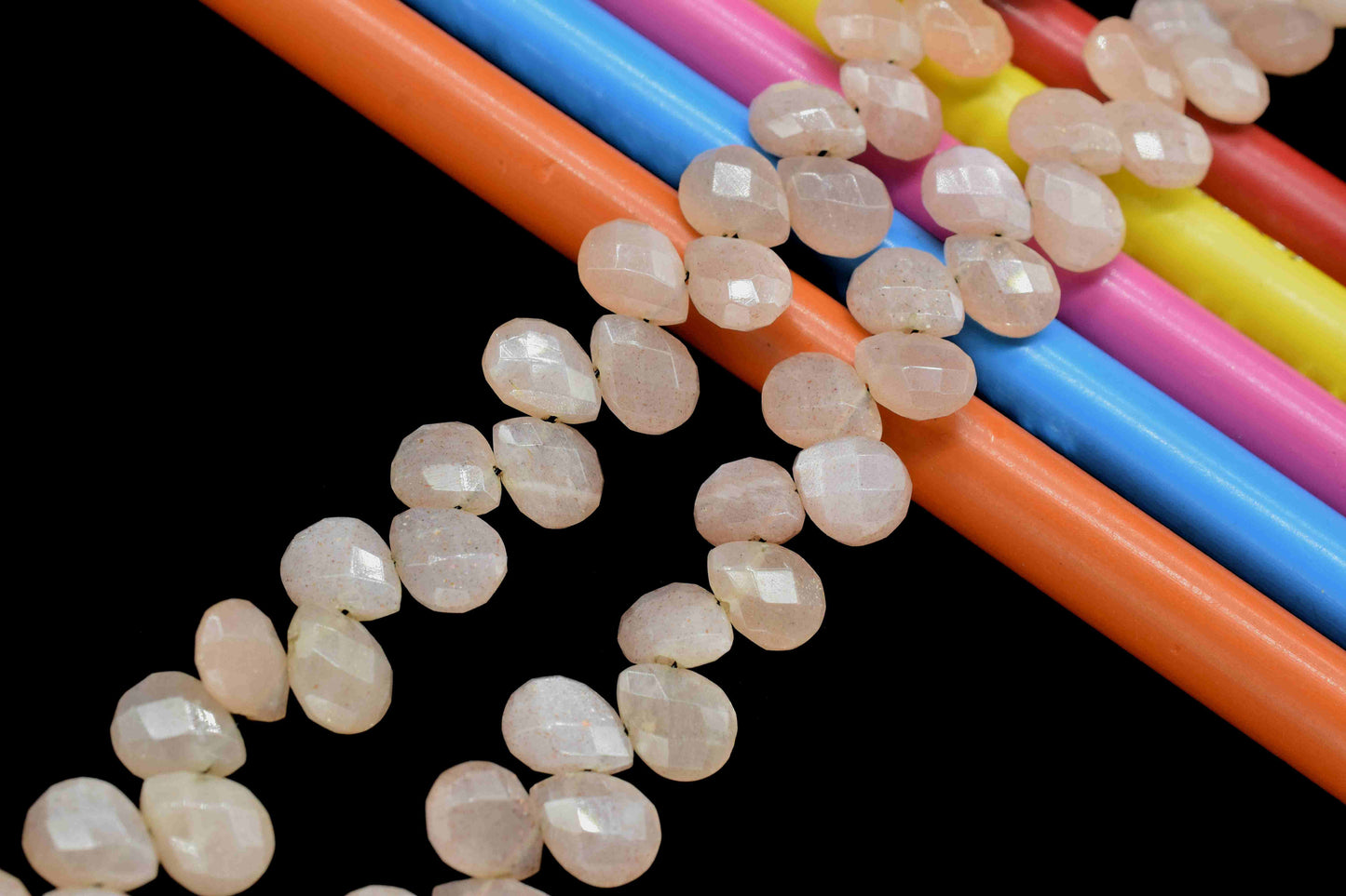 Peach Moonstone Pear Shape Briolettes,Brown Gemstone Faceted Pear Shape Beads Strand,Moonstone Faceted Teardrop,Peach Moonstone Jewelry,Gift