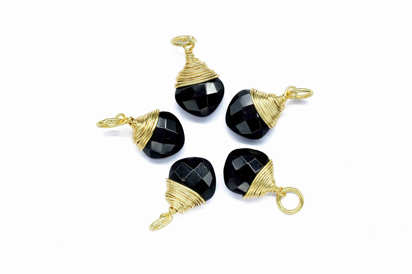 Black Onyx Faceted 8mm Square Connectors,Wire Wrapped Gemstone Pendants,loop Connector,Wire Wrapped Necklace,Black Onyx Jewelry making,Gift