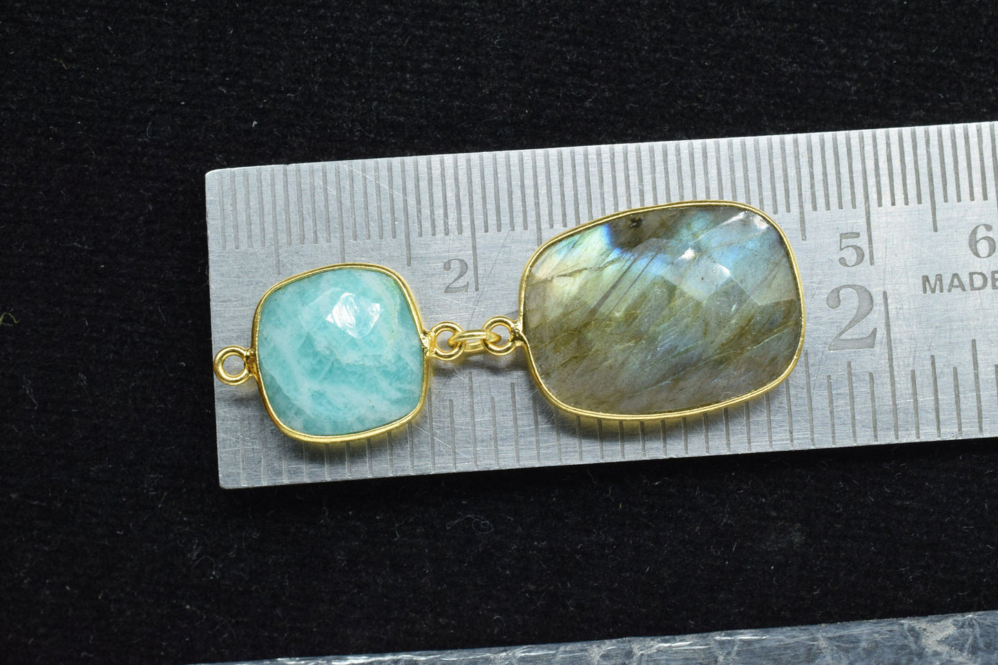 Labradorite Component pendants,Multi Stone Dangle Earrings,Square Shape Pendant Jewelry,Dangle pendant Charms,Amazonite Gemstone Connectors