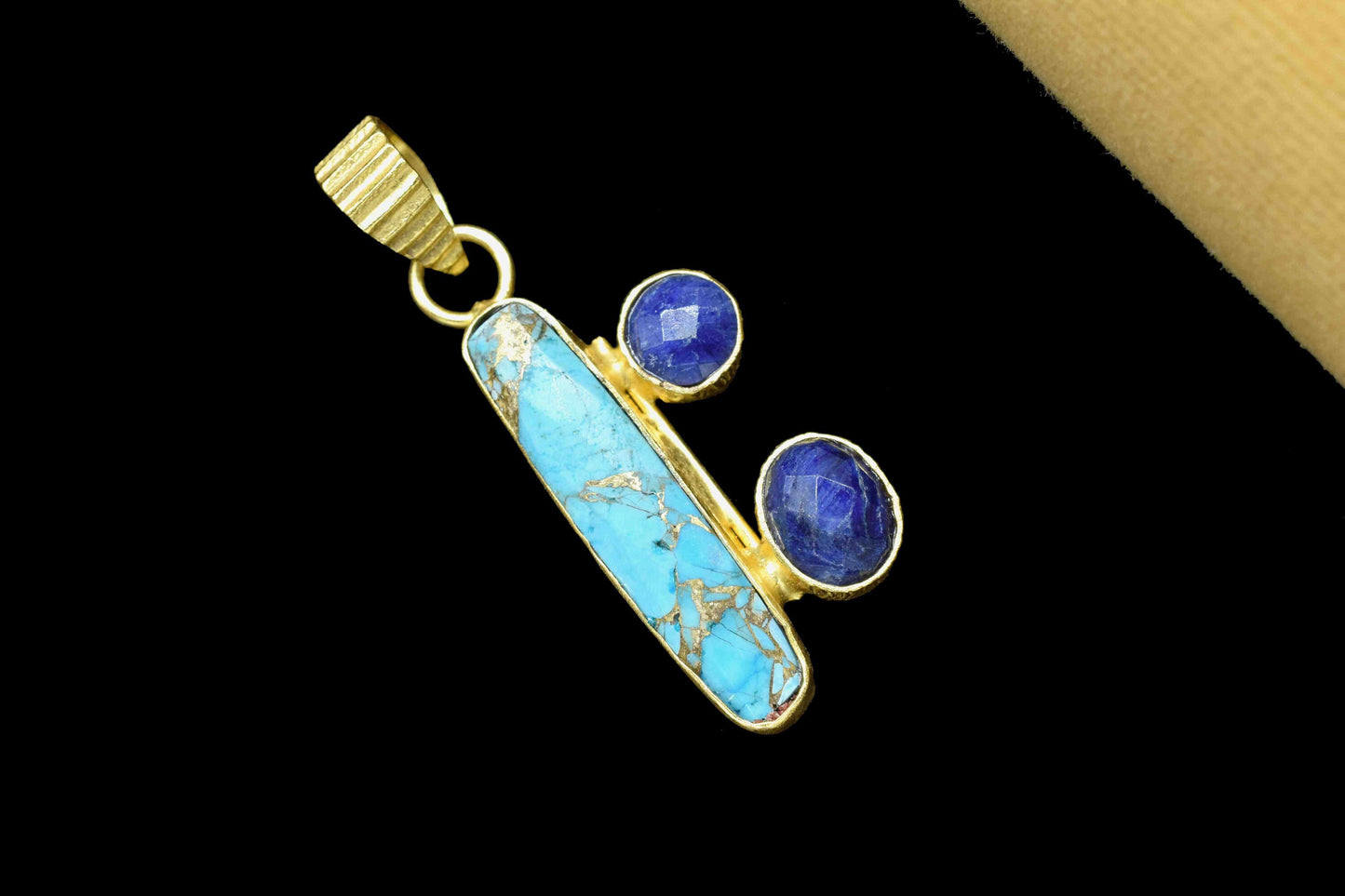 Copper Turquoise 6x25mm Rectangle Shape Pendant,Gemstone Pendant,Multi Gemstone Pendant,Single Bail Pendant,Sapphire Gemstone Pendant,Gift