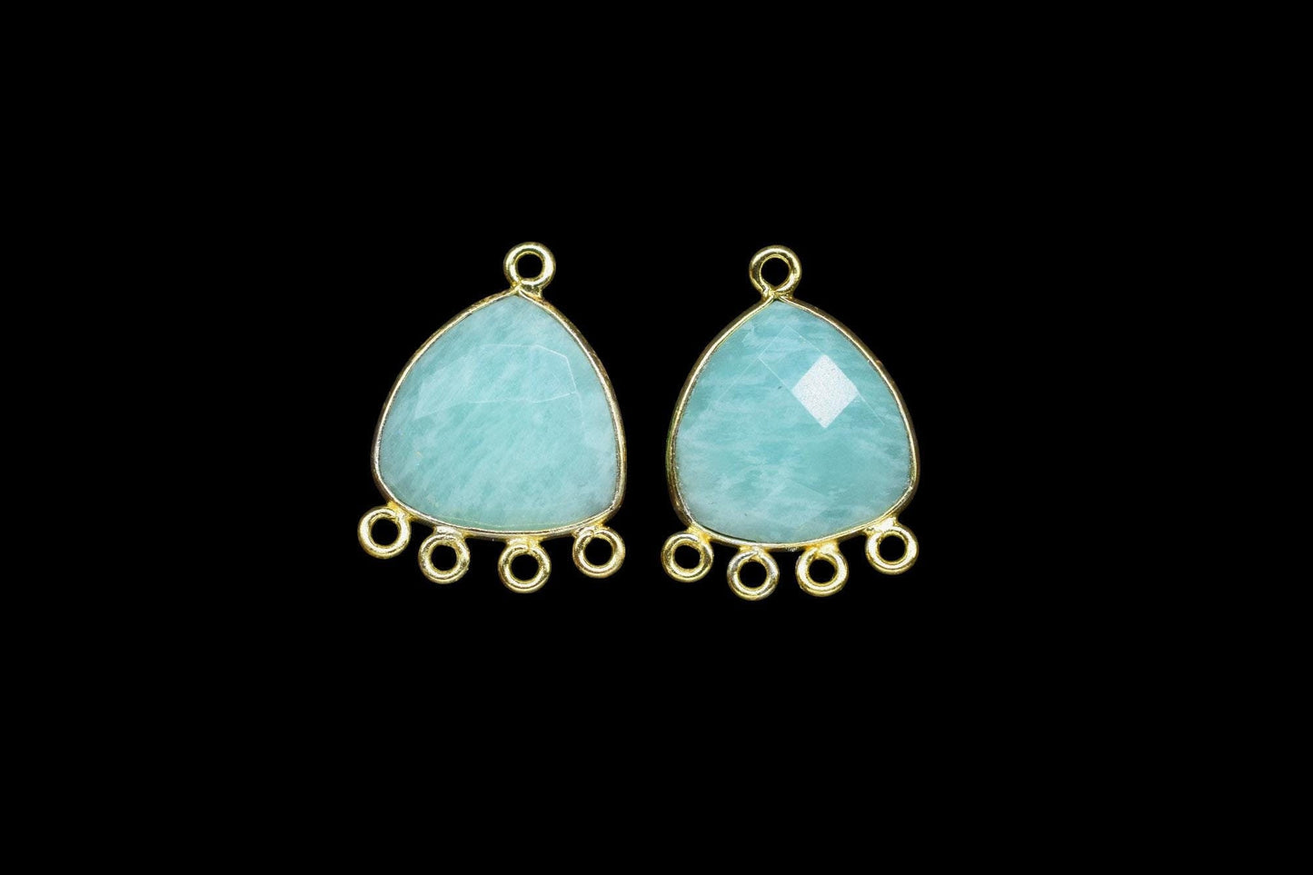 Amazonite 15mm Triangle Bezel Connector/Gold Plated Jewelry/Women Jewelry/Connector Jewelry/Handmade Connector/Connector Jewelry/B'day Gift