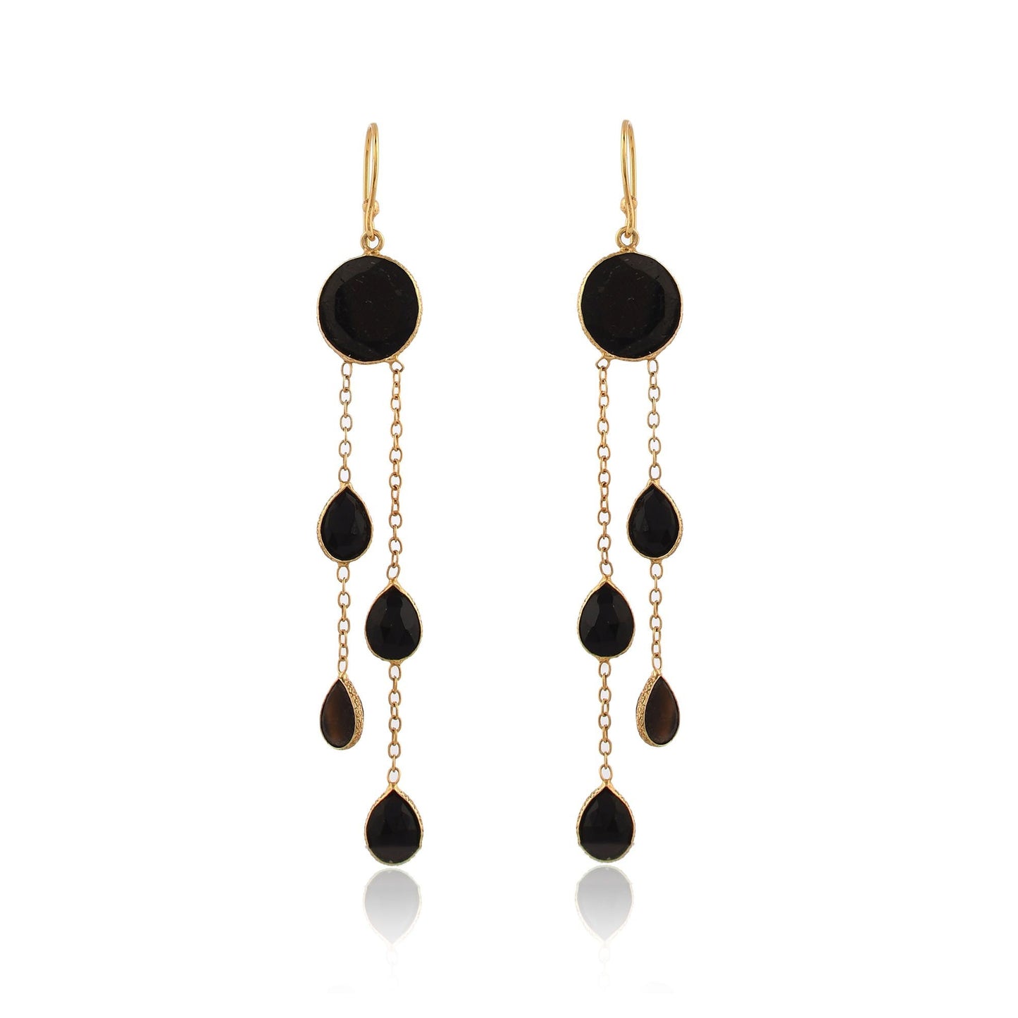 Black Onyx Earring/Handmade Earring/Gold Plated Earring/Bridal Jewelry/Dangle Earring/Women Earring/Black Onyx Jewelry/Bithday Gift