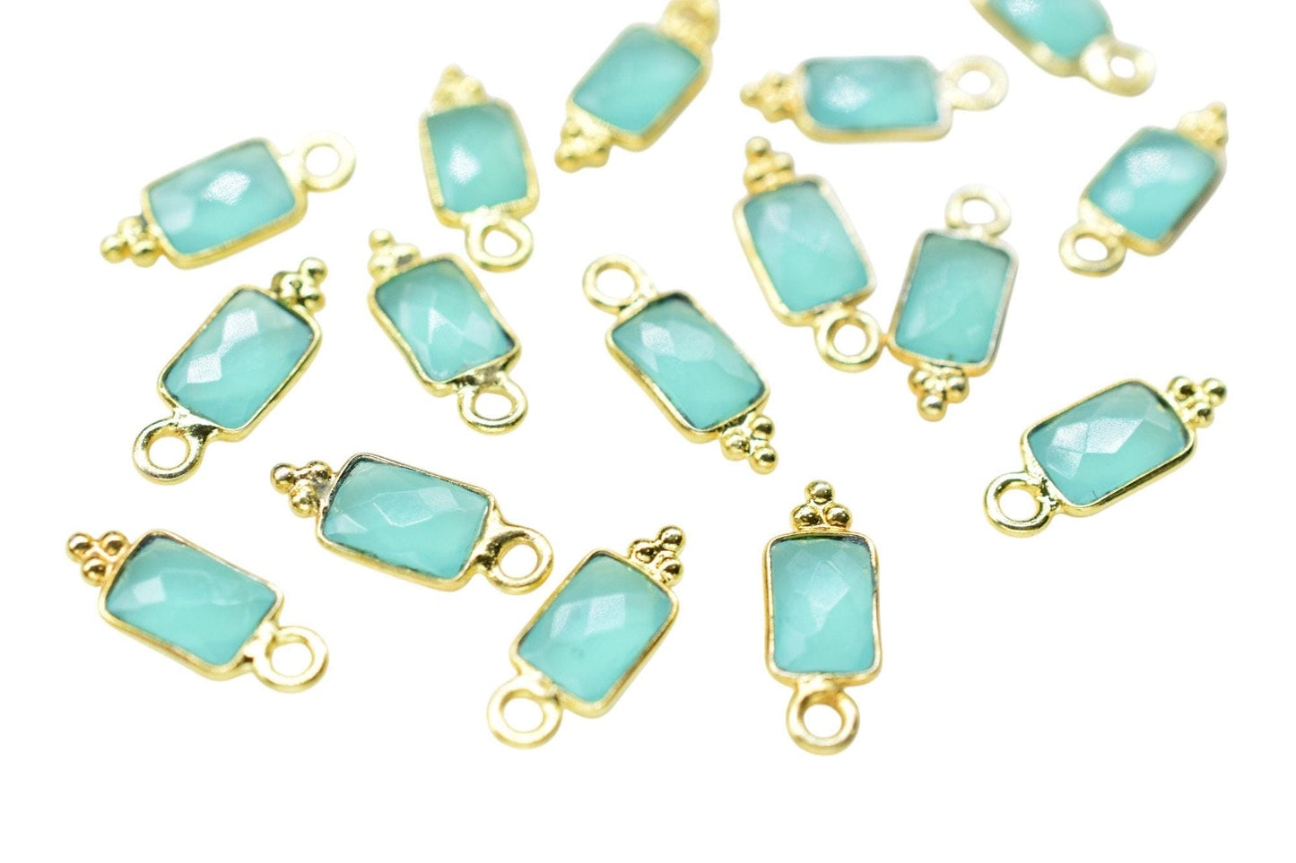 Aqua Chalcedony Charms Pendant/Buguette Shape Pendant/Handmade Pendant/Tiny Pendant/Necklace Connector jewelry/Women Jewelry/B'day Gift