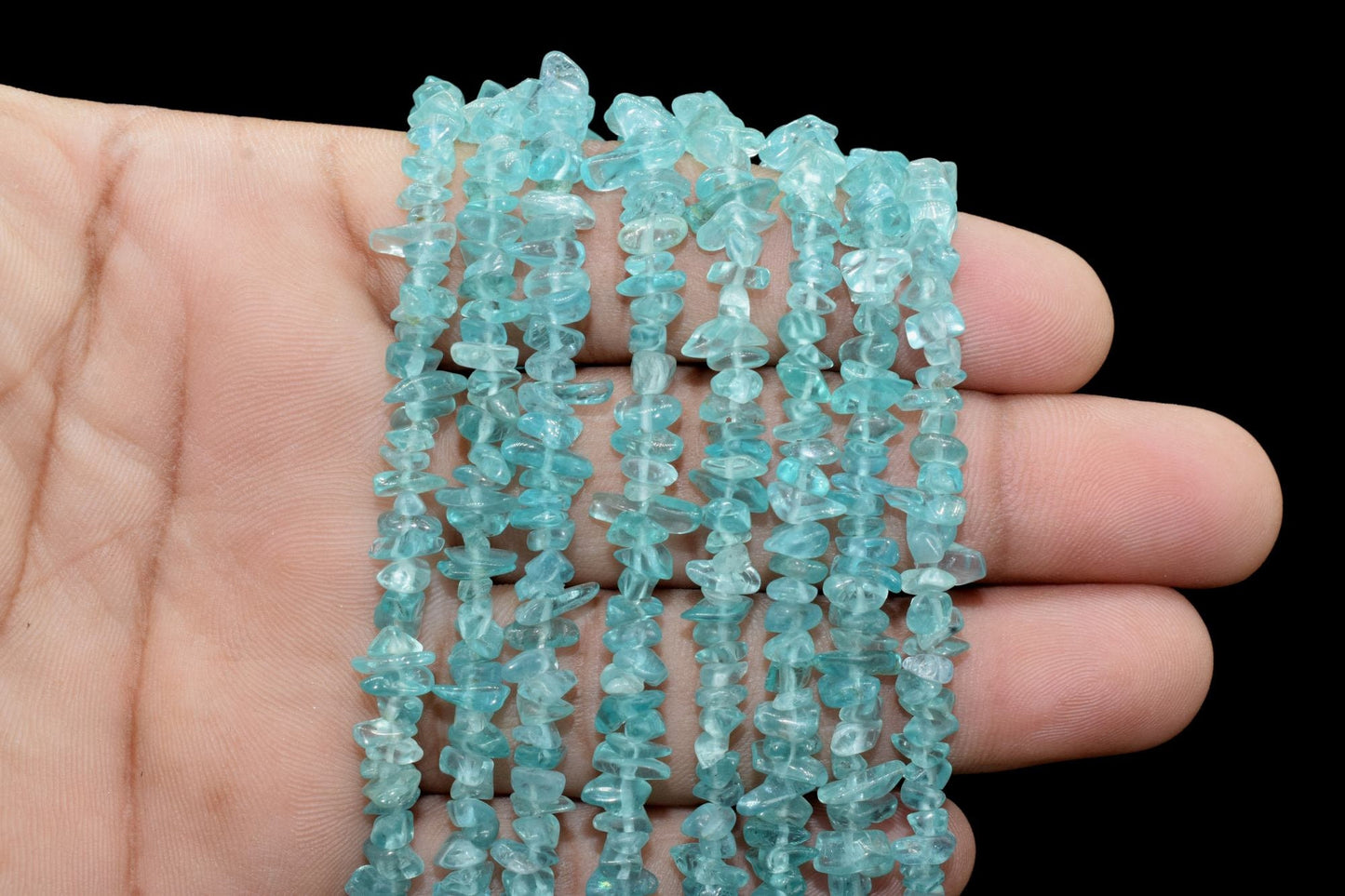 Apatite Chip Beads Strand,Apatite Chips String Gems Chips Strand Ocean Green,Natural Sky Blue Nugget Bead, Gemstone Mineral,Semi Transparent