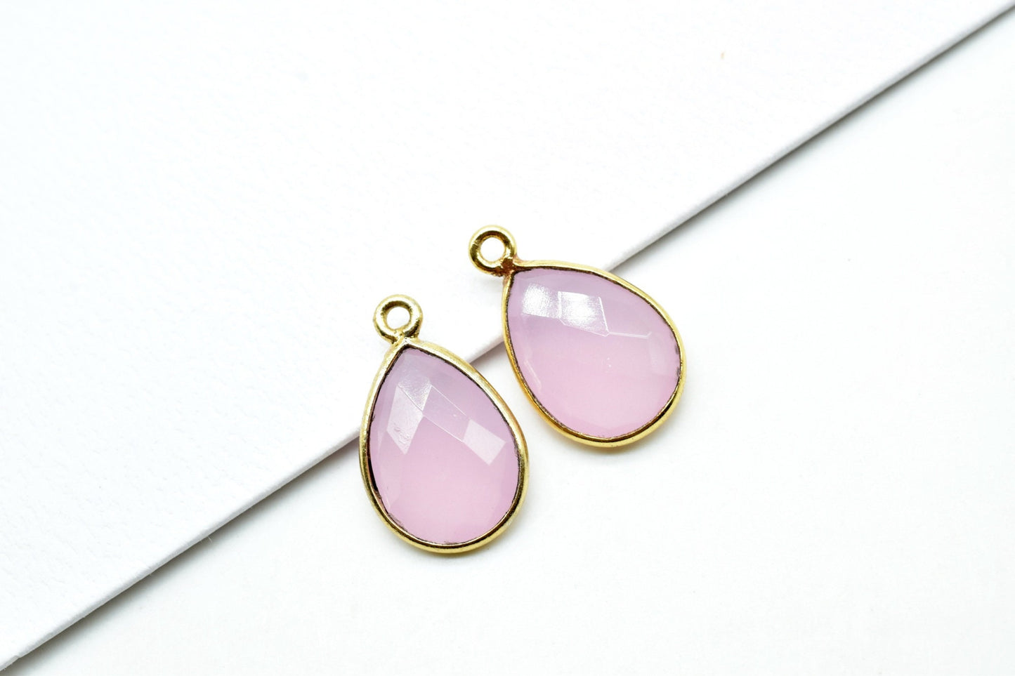 Rose Quartz 10x14mm Pear shape charm,Checker Board cut Rose Quartz Pendant,Rose Quartz charms,Rose Quartz Pear Briolettes,Pink connectors