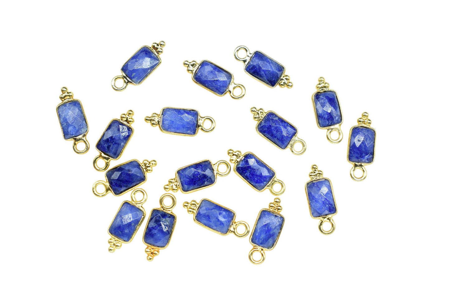 Gemstone Blue Sapphire Charms Pendant/Buguette Shape Pendant/Handmade Pendant/Tiny Pendant/Necklace Connector jewelry/B'day Gift