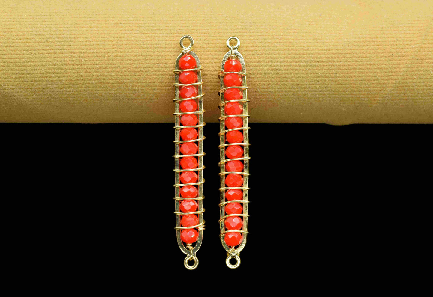 Red Coral beaded Bar Finding Connector, Bar Pendant Necklace,Coral Bar Bracelet,Finding Component,Beaded Bar Finding Component,Coral Jewelry