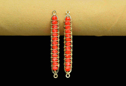 Red Coral beaded Bar Finding Connector, Bar Pendant Necklace,Coral Bar Bracelet,Finding Component,Beaded Bar Finding Component,Coral Jewelry