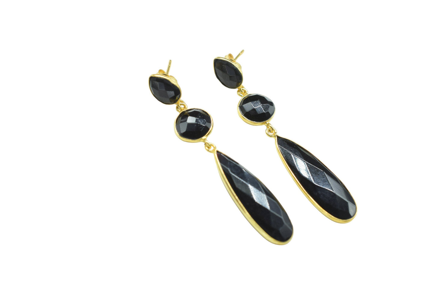 Black Onyx Dangling Earring/Handmade Earring/Bridal Jewelry/Gold Plated Earring/Gold Plated Jewelry/Statement Earrings For Bridal/Gift