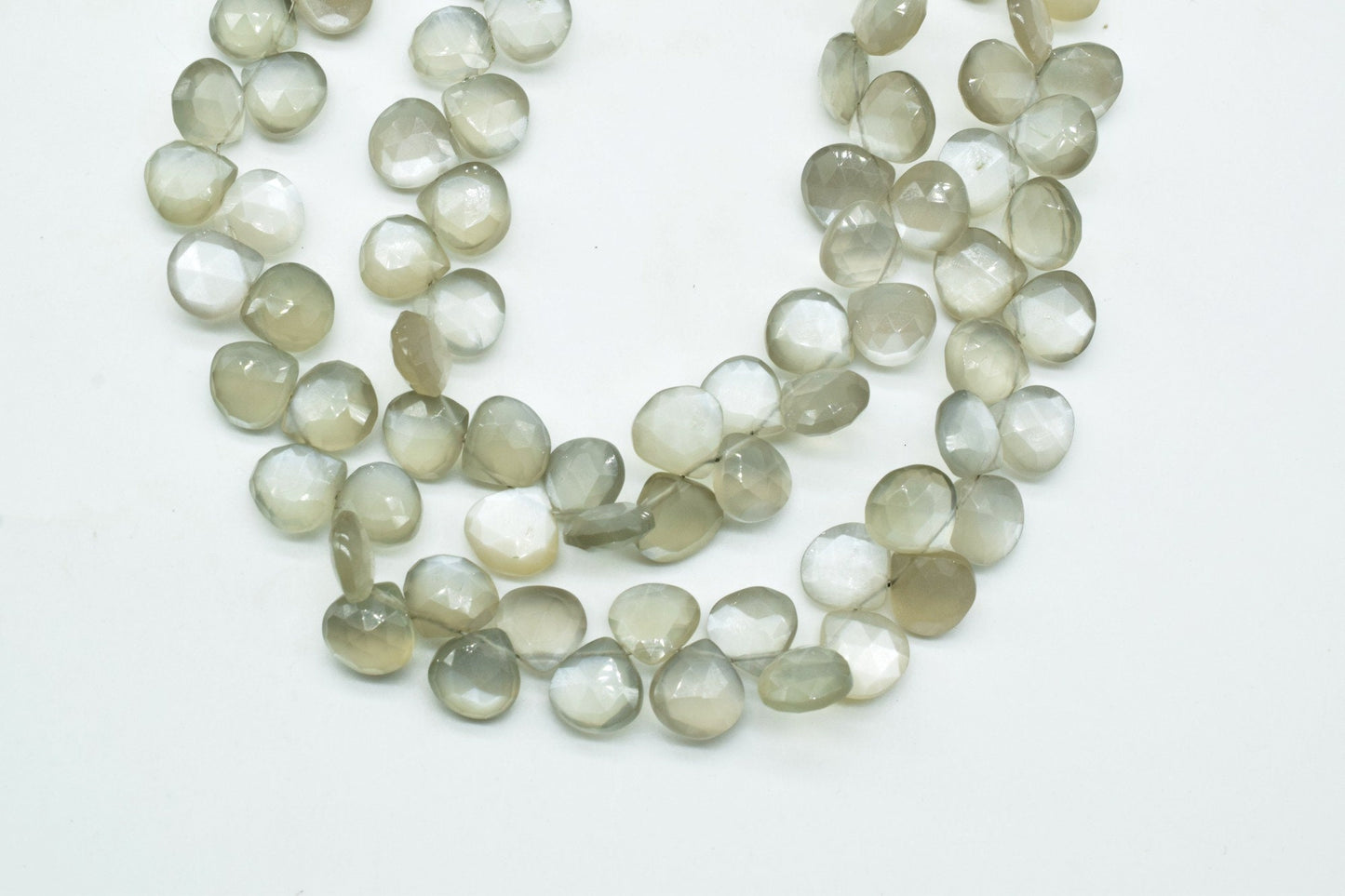 Grey Moonstone heart Shape beads,Grey Moonstone Briolette,8mm heart Shape beads,AAA Quality Briolette,j8''heart shape strand,faceted beads