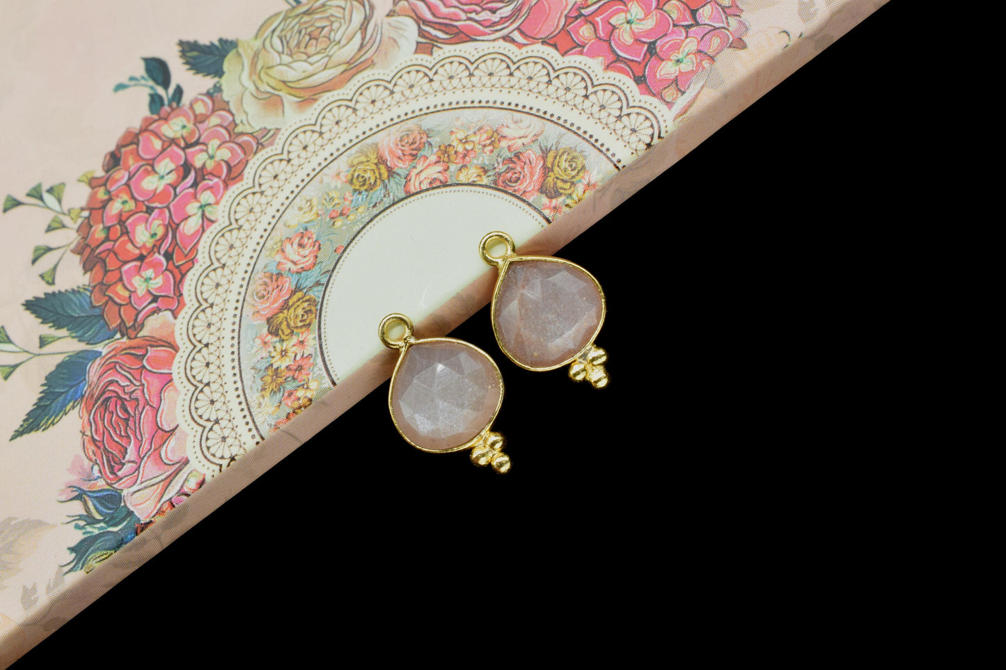 Peach Moonstone 10mm Heart Shape Pendant,Moonstone Gold Plating single bail Jewelry making supplies,Peach Moonstone Charm Pendant Jewelry
