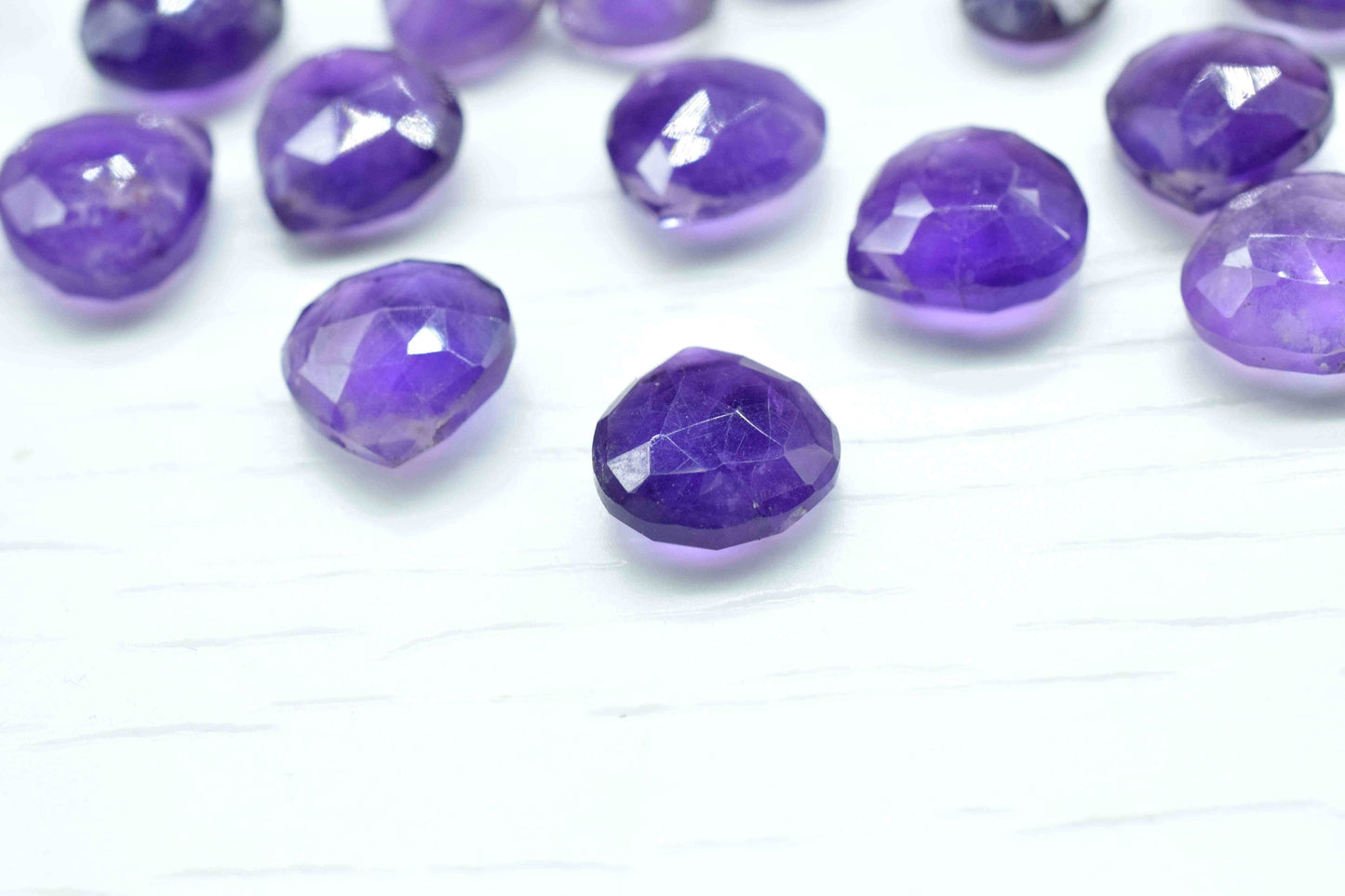 Amethyst 10mm Heart Shape Briolette,Faceted Beads for Jewelry Making,Natural Gemstone Beads, Amethyst Heart Shape Bead, Amethyst Briolettes