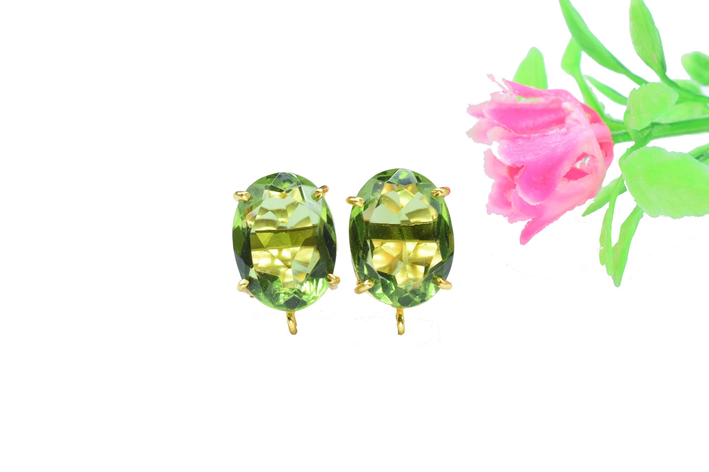 Smoky Quartz Components Earring,Handmade Beads Jewelry,Prong Bezel Earring,Gemstone Station Link,Citirine Studs Earring,Craft Supplies,Gift