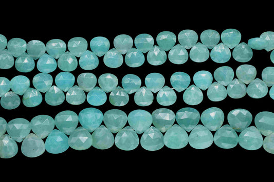 Amazonite Faceted 10mm Heart Shape Beads, 10 Inch Faceted Amazonite Heart Beads,Gemstone Beads Strand,Amazonite Faceted Briolettes, Jewelry