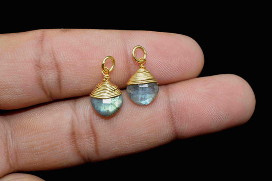 Labradorite Square Faceted Connector,Gemstone Wire Wrapped Pendant,Loop Connector,Pendant Jewelry,Wire Wrapped Necklace,Labradorite jewelry