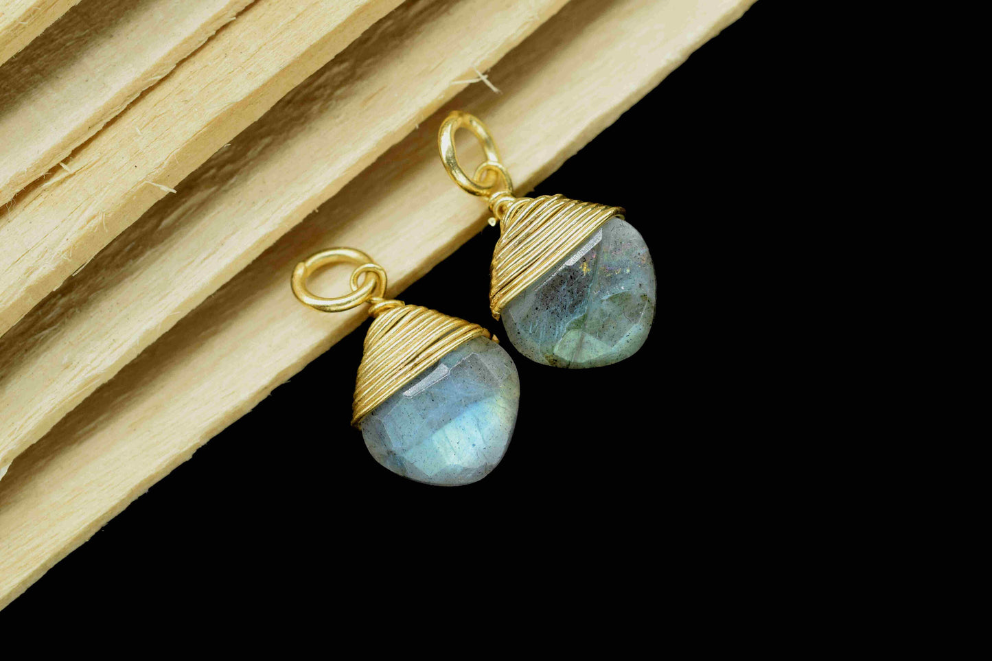Labradorite Square Faceted Connector,Gemstone Wire Wrapped Pendant,Loop Connector,Pendant Jewelry,Wire Wrapped Necklace,Labradorite jewelry