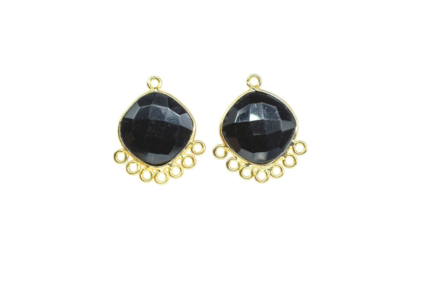 Black Onyx 14mm Cushion Bezel Charms/Gemstone Single Bail/Component charm/Handmade Jewellery Connectors/Women Jewelry/Handmade Connector