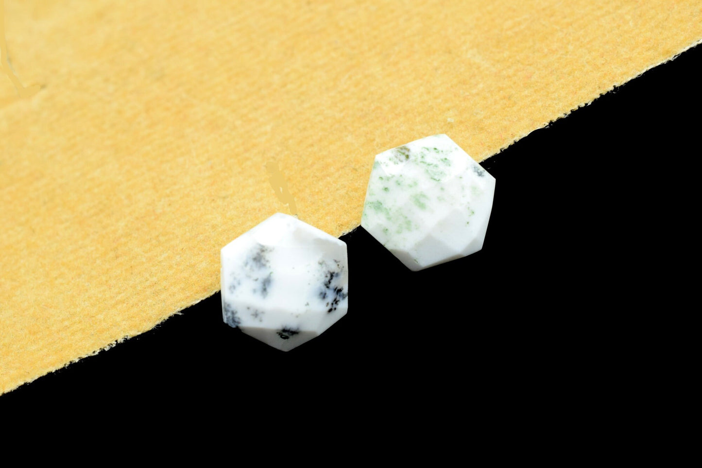 Natural Dendrite Opal Faceted Hexagon Beads,10mm Hexagon Briolettes,Dendrite Opal Beads,Front Drill Hexagon Beads,Jewelry Making Beads, Gift