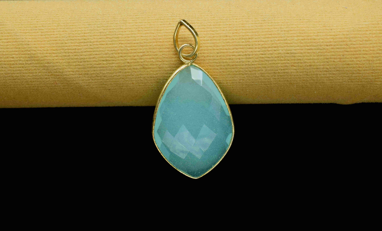 Aqua Quartz 20x30mm Bezel Necklaces,Kite shape pendant,single Bail connector,Gemstone Bezel Charm,Handmade bezel Pendant,Aqua Quartz jewelry