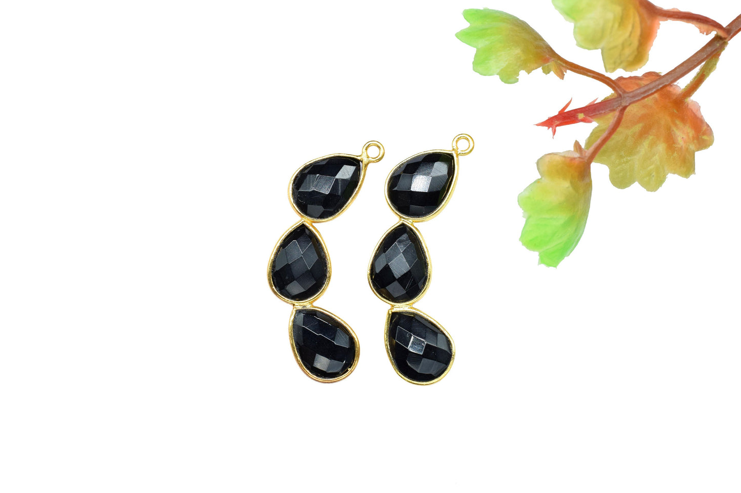 Components Pear Shape Connectors,Elegant Finding Beads,Three Stone Jewelry,Station Bezel Link,Components Earrings,Hanmade Craft Supply,Gift