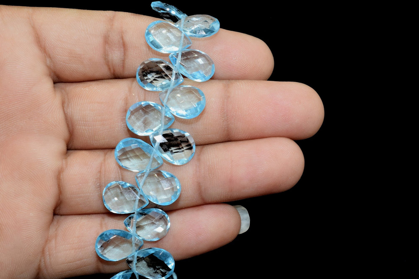 Sky Topaz brioletts ,Side drilled Briolette,Jewelry making supplies,Handmade Briolette,December Birthstone,9x13 size faceted brioletts beads