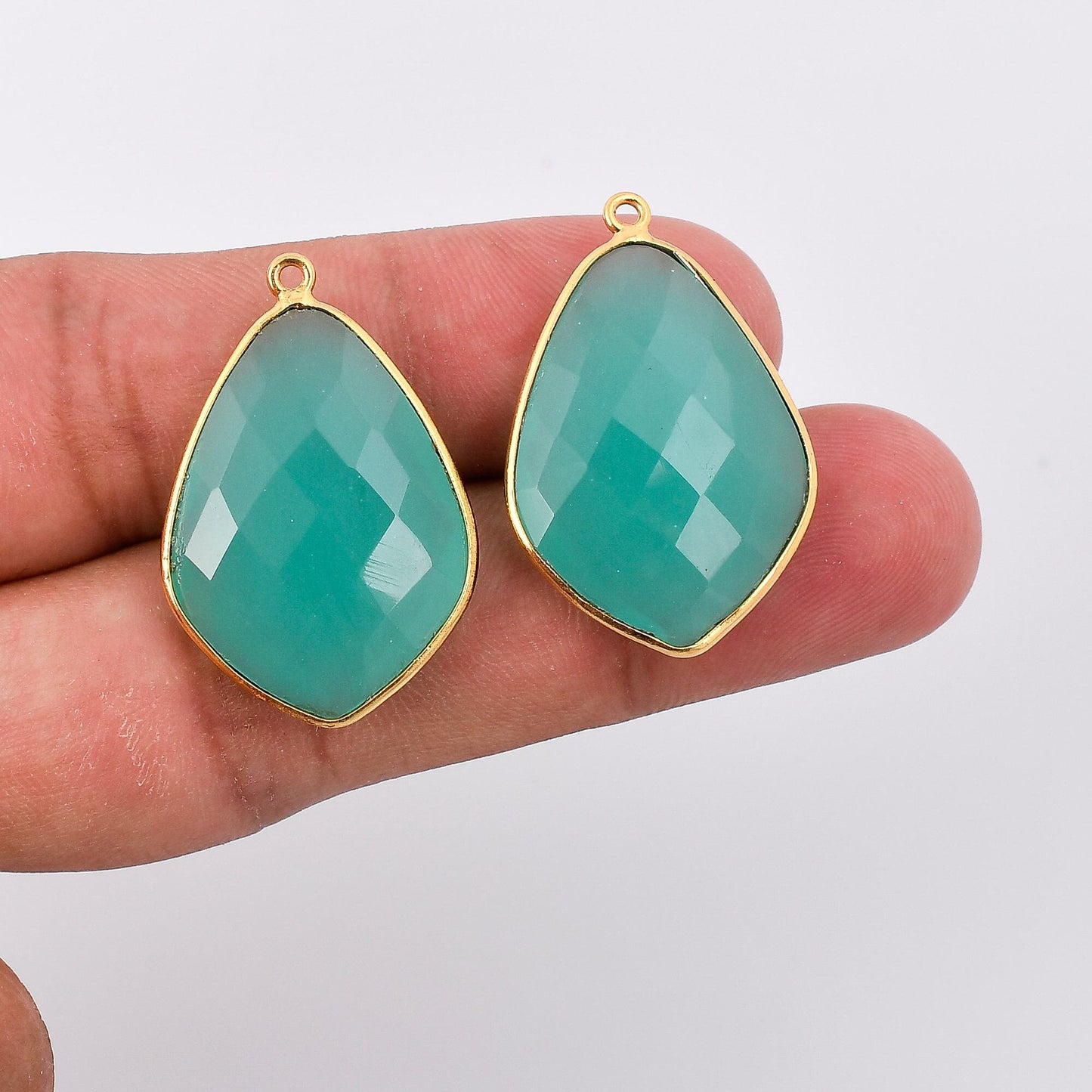 Aqua chalcedony 18x23mm bezel charms,chalcedony kite pendant,Diamond shape charms,Gemstone ,Brass charm,Gold plated charm,Jewelry supplies